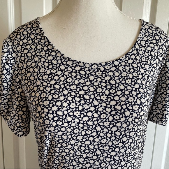 Lark & Ro Floral Liquid Knit Dress Women’s 12 Navy White Slinky Fit & Flare EUC - Picture 4 of 13